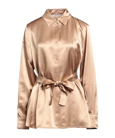 Max Mara Solid Color Satin Shirt In Brown