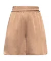 Max Mara Solid Color Satin Shorts In Brown