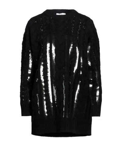 Max Mara Solid Color Sequin Sweater In Black