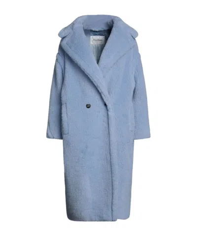 Max Mara Solid Color Shearling In Blue