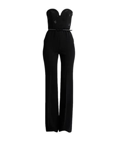 Max Mara Solid Color Sleeveless Jumpsuit In Black