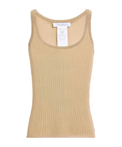 Max Mara Solid Color Sleeveless Knit Top In Brown