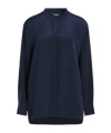 Max Mara Solid Color Stand Collar Shirt In Blue