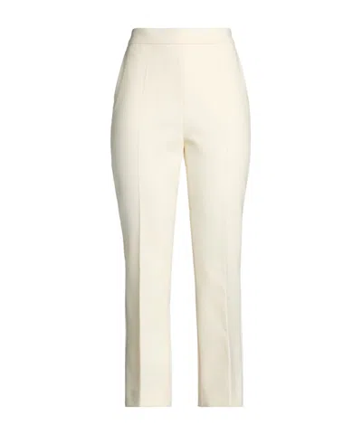Max Mara Solid Color Stretch Bootcut Pants In White