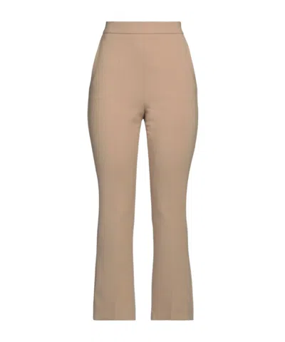 Max Mara Solid Color Stretch Trousers In Brown