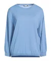 Max Mara Solid Color Wool Knit Top In Blue