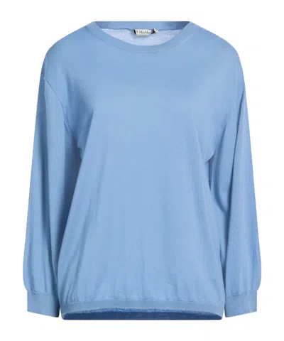 Max Mara Solid Color Wool Knit Top In Blue