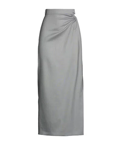Max Mara Solid Color Wool Pencil Skirt In Gray