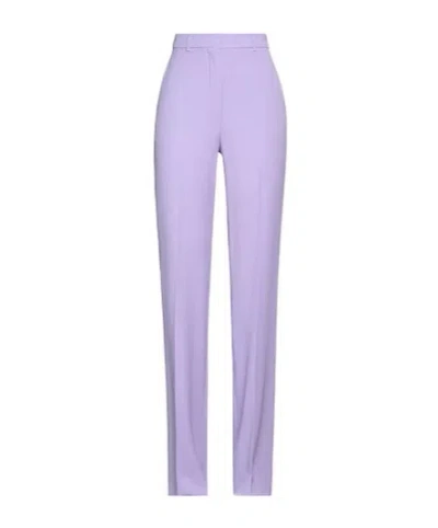 Max Mara Solid Color Wool Straight-leg Suit Trousers In Purple