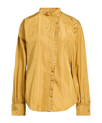 Max Mara Blanc Silk-blend Shirt In Gold
