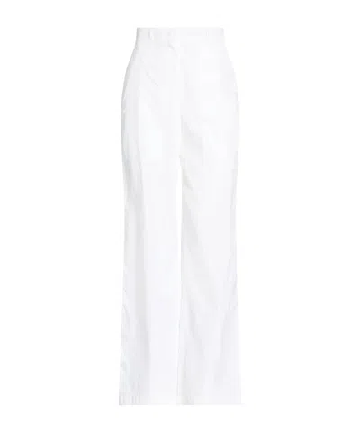 Max Mara Solid Colour Wide-leg Trousers In White