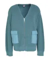 Max Mara Solid Knit Cardigan In Blue