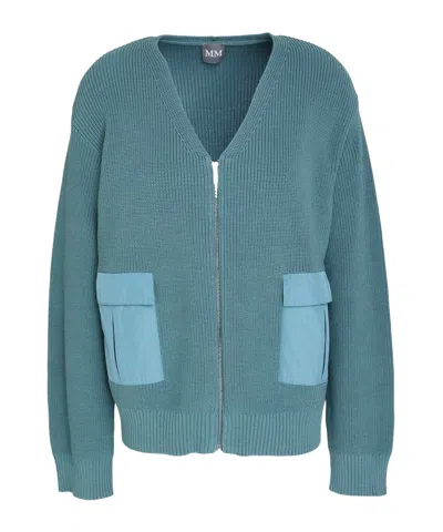 Max Mara Solid Knit Cardigan In Blue