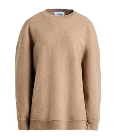 Max Mara Solid Knit Fleece Top In Brown