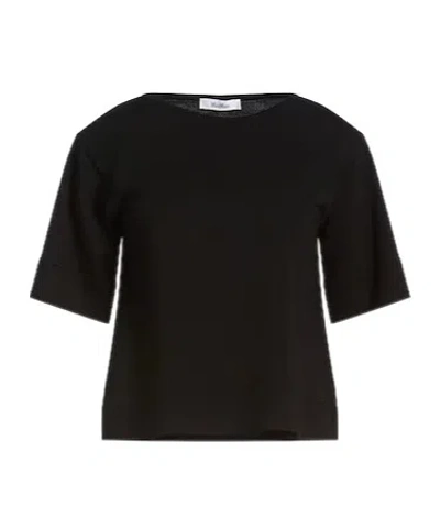 Max Mara Solid Knit Short-sleeve Top In Black