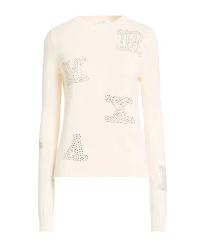 Max Mara Solid Lightweight Cashmere Knit Sweater In White