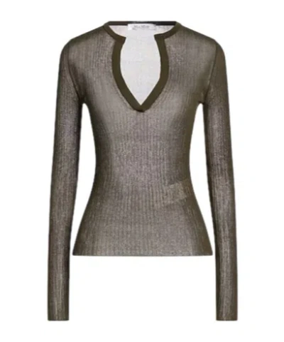 Max Mara Solid Lightweight Knit Sweater In Gray