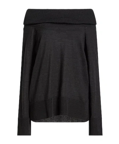 Max Mara Solid Lightweight Wool Knit Top In Black