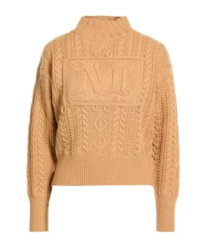 Max Mara Solid Lightweight Wool Knit Top In Nude