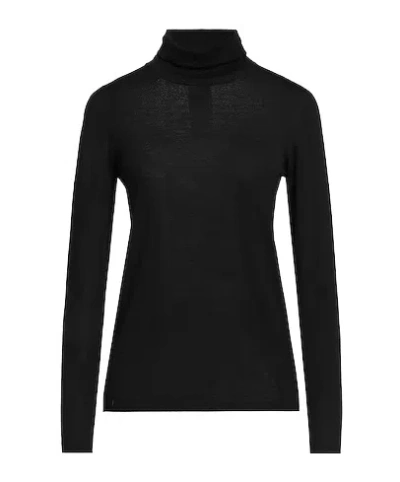 Max Mara Solid Lightweight Wool Turtleneck Sweater In Black