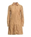Max Mara Solid Pleated Dress In Brown