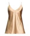 Max Mara Solid Satin Cami Top In Gold