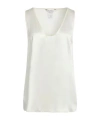 Max Mara Solid Satin Sleeveless Top In White