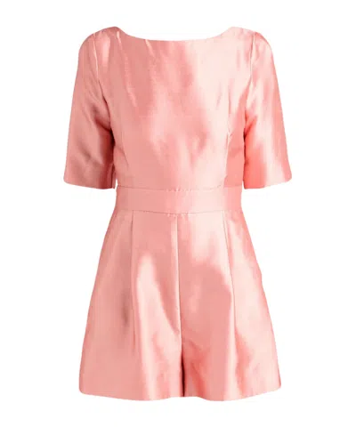 Max Mara Solid Short-sleeve Jumpsuit In Pink