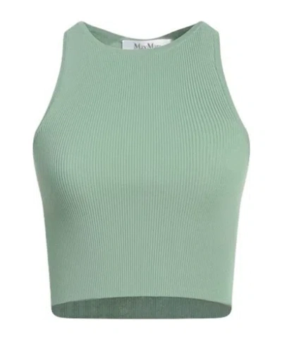 Max Mara Solid Sleeveless Cropped Top In Blue
