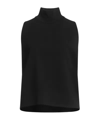 Max Mara Solid Sleeveless Turtleneck Knit In Black