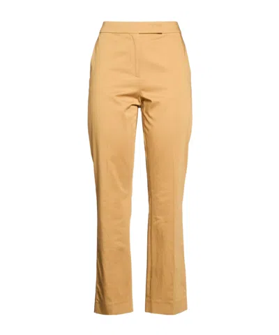 Max Mara Solid Stretchy Straight-leg Casual Pants In Brown