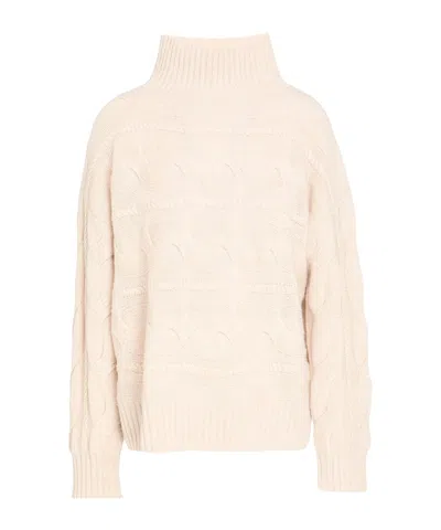 Max Mara Solid Turtleneck Sweater In Rice Apricot Color