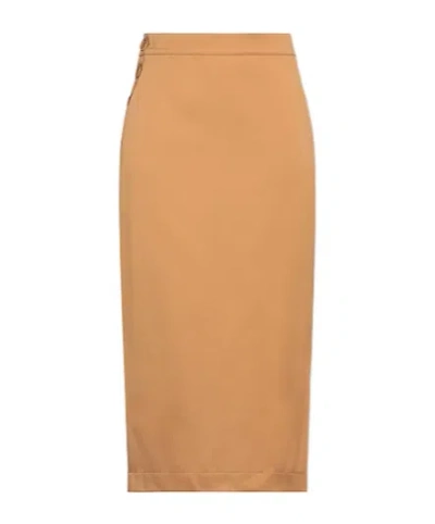 Max Mara Solid Twill Flare Skirt In Neutral