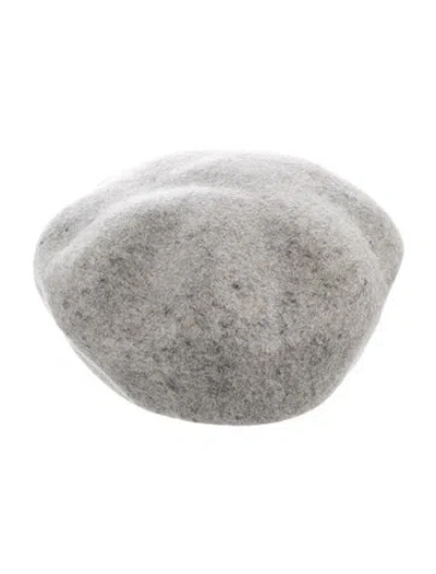 Pre-owned Max Mara Solid Wool Beret In Grey
