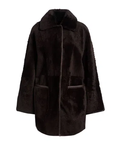 Max Mara Solidcolor Doublesided Fur Coat In Animal Print