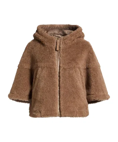 Max Mara Solidcolor Fuzzy Coat In Neutral