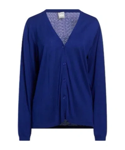 Max Mara Solid-color Knitted Cardigan In Blue