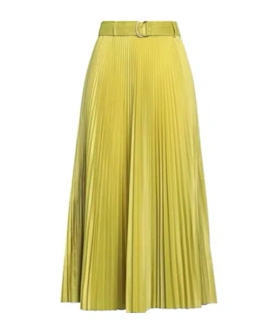 Max Mara Solid-color Pleated Skirt In Yellow