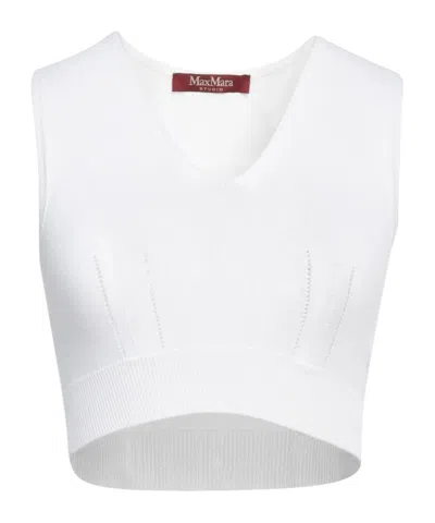 Max Mara Solidcolor Sleeveless Cropped Knit Top In Multi