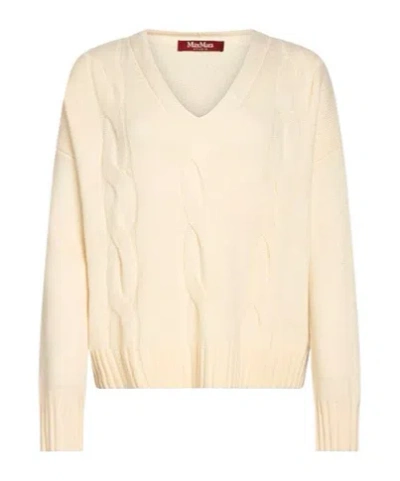Max Mara Solidcolor Vneck Knit Sweater In Brown
