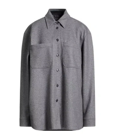 Max Mara Solidcolor Wool Shirt Jacket In Purple