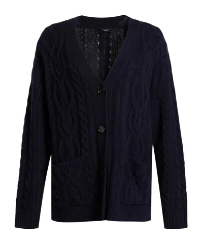 Max Mara Solid-colored Knit Jacket In Blue