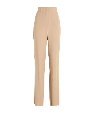 Max Mara Solid-colored Straight-leg Pants In Camel