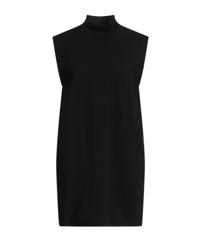 Max Mara Solid-colored Wool Sleeveless Dress In Black