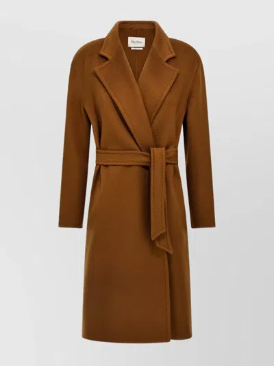 Max Mara 'sophie' Belted Knee Length Coat With Back Vent In Brown