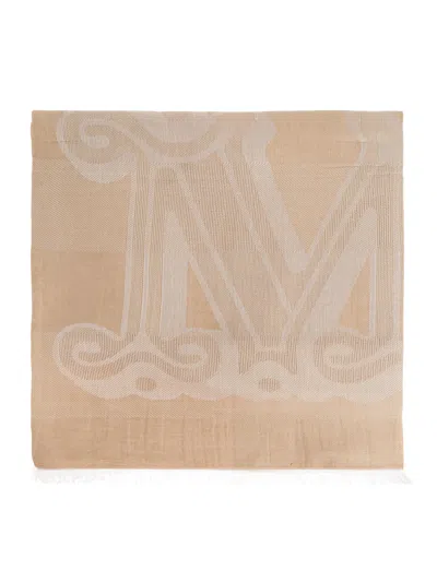 Max Mara Sophisticated Fringed Scarf With Jacquard Pattern In Gray