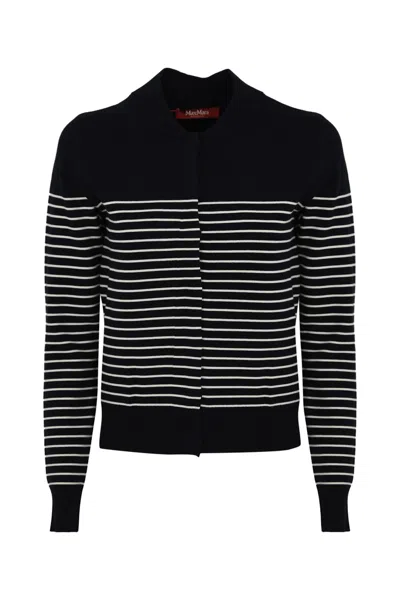 Max Mara Sorbona Cardigan In Jacquard Viscose In Blue