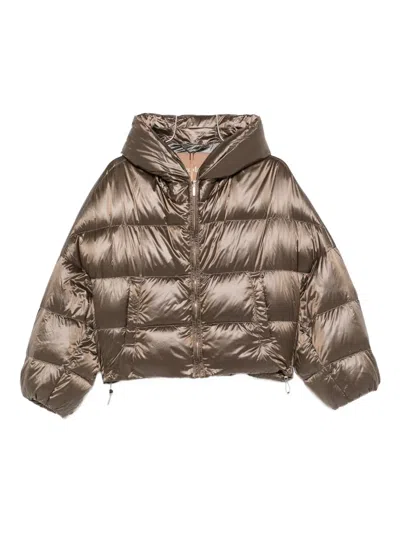 Max Mara Spaceca Quilted Hooded Jacket In Brown