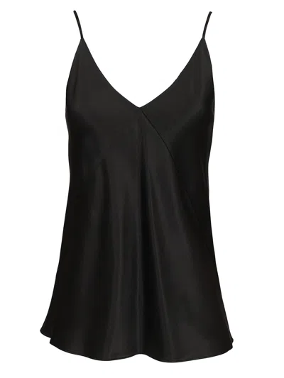 Max Mara Spaghetti Strap Satin Top Tops Black