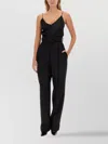 Max Mara Spaghetti Strap V Neck Top With Belt In Black